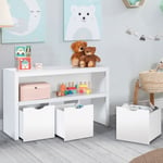 Idmarket - Meuble de rangement enfant mana en bois blanc 3 tiroirs cubes sur roulettes