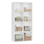 WOLTU Bibliothèque, Meuble de Rangement, Étagère de 8 Casiers, Armoire Présentoir pour Salon, Bureau, 60x29,5x121cm en Panneaux de Particules, Blanc,SK002ws4