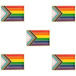 5-pack Progress Pride knappnålsbroscher flaggmärke brosch märken (Progress Pride)