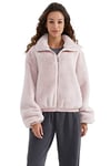 Orolay Veste en Fausse Fourrure pour Femme Manteau Sherpa Polaire Zip Up Rose L