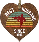 41st Wedding Anniversary Wooden Heart Plaque - Best Husband Since 1983 - Dark Wood Sign Keepsake, Celebrate Anniversary Wife Husband Partner, Forty-First Anniversary Plaque with Quotes Gifts