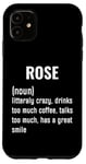 Coque pour iPhone 11 Rose Définition drôle Prénom Humour Anniversaire Femme