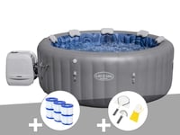 Kit spa gonflable Bestway Lay-Z-Spa Santorini rond HydroJet Pro 5/7 places + 6 filtres + Kit de nettoyage