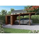 Carport avec remise - Bois traité autoclave - 15,8+4m² - LEON  