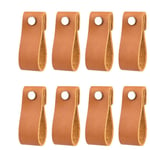 Poignées en cuir pour meubles - Cognac - 8 pcs - 6 x 2 cm - Poignée d'armoire, poignée de porte pour cuisine, salle de bain, armoires, commode, bois