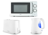 Tower Sonar White Kettle, 2 Slice Toaster & 800W 20L Microwave Matching Set