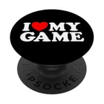 J'adore mon jeu Funny On Gamer Win Play Sport, fan de jeux vidéo PopSockets PopGrip Adhésif