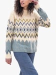 Celtic & Co. Donegal Zig Zag Mock Neck Jumper, Oatmeal / Skylight