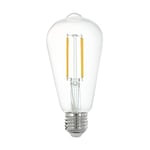 Eglo Connect.z Smart Home E27 LED Filament Light Bulb, ST64, ZigBee, app and Voice Control, dimmable, Neutral White, 806 Lumen, 6 watt, Vintage Lightbulb Transparent