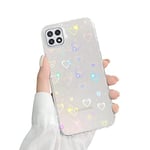 Fycyko Compatible Coque pour Samsung Galaxy A22 5G (Pas pour A22 4G) (Motif Coeur Pailleté Clair pour Femmes Filles Mode Doux Flexible Durable Slim Coques en TPU) pour Samsung Galaxy A22 5G-A22