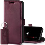 SURAZO Étui de Protection magnétique Fin pour Apple iPhone 15 - Étui de Protection à Rabat en Cuir véritable [avec Compartiment pour Cartes, Protection RFID] Étui à Rabat en Cuir (Bordeaux)