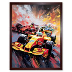 Grand Prix Championship Cars Racing on Track Art Print Framed Poster Wall Decor 12x16 inch