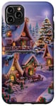 Coque pour iPhone 11 Pro Max Village Enneigé Hiver Neige Noël Modèle Flocons De Neige