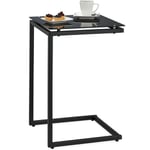 Console en forme de c, à glisser sous un meuble pour gain de place, métal & verre, hlp : 60 x 40 x 40 cm, noir - Relaxdays