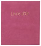 Exacompta - Réf. 390E -1 Livre d'or Skandi - Format compact 21 x 19 cm - Aspect velours - Marquage or avec inscription livre d'or - Tranche or - 140 pages blanches unies - Coloris : vieux rose