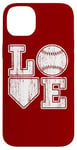 Coque pour iPhone 14 Plus Plaque vintage Love Baseball Mom Home pour amateurs de baseball