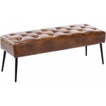 Décoshop26 - Banc banquette rembourré capitonné en synthétique marron orangé pieds métal noir