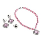 Dress Up America Set Rose Bijoux Little Girls- Princesse Boîte à bijoux un collier Belle, boucles d'oreilles et une bague de style - Pretend Jeu de rôle Dress Up Accessoires pour les petites filles