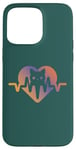 Coque pour iPhone 15 Pro Max Chat Heartbeat Nurse Animal Kitty Mom & Dad Heart Retro