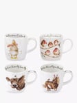 Wrendale Designs Christmas Animal Bone China Mugs, Set of 4, 310ml, White/Multi