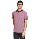 Jack and Jones Mens Tipped Pique Slim Fit Polo Shirt Rio Red XL