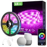 LE Smart LED Strip Lights 5M Outdoor Waterproof IP65, Voice & App Control, Works with Alexa and Google Home, 150 LEDs RGB LED Lights for Kitchen Party Christmas (2.4GHz WiFi Only)