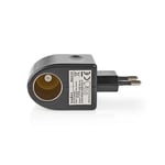 Nedis Strøm Socket Adapter | Euro / Type C (CEE 7/16) | 100 - 240 V AC 50/60 Hz | 12 V DC | 6 W | Nettstrøm drevet | 0.3 A | Sort | Plast