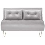 Canapé Banquette Convertible 2 Places Lit d'Appoint en Velours Gris avec Pieds en Métal Doré Design Glamour Moderne Beliani