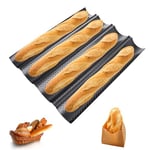 ASelected Plaque de cuisson à baguette avec revêtement antiadhésif pour 4 baguettes - Moule à pain perforé avec 4 cavités