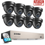 ZOSI CCTV 2.0MP Security Camera System 8CH Home Surveillance Outdoor H.265+ DVR