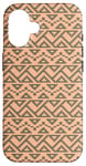 Coque pour iPhone 16 Beige Tan Brown Zigzag Tribal Art Folk African Pattern