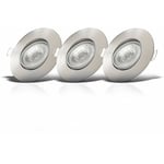 Lot de 3 spots encastrés IP23 ultraplats 24mm orientables dimmables Ø90mm nickel mat éclairage plafond led 5W 460Lm blanc chaud 3000K - B.k.licht