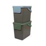 Snips Set of 2 Recycling Bins for Separate Waste Collection 2 x 25 liters, Waste Bins Kitchen, Grey Color, Rubbish Bin 26 x 36 x 43 cm, Made in Italy.