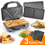 900W Sandwich Toaster Waffle Maker Grill Toastie Panini Press Griddle Large Size