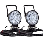 PICAA 2 pièces 4 pouces 42W Rond Phare de Travail Led avec Aimanté, 12v 24v Flood Feux de Travail Lampe de Travail pour Voiture Camion Tracteur ATV SUV 4x4