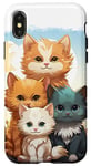 Coque pour iPhone X/XS Mignon anime chat photo de famille sur rocher ensoleillé jour portrait