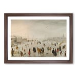 Big Box Art Winter Scene On The Ice Vol.1 by Hendrick Avercamp Framed Wall Art Picture Print Ready to Hang, Walnut A2 (62 x 45 cm)