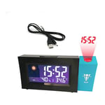 Tlily - Projection RéVeil NuméRique Date Fonction Snooze Angle RéGlable RéTro-éClairage Projecteur Horloge led avec de L'Heure