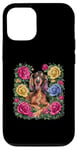 iPhone 12/12 Pro Cartoon Irish Setter dog with roses Case