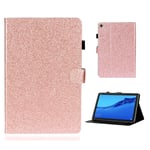 Huawei MediaPad M5 Lite 10 glitter kiiltävä nahkainen kotelo - Ruusukulta Pinkki