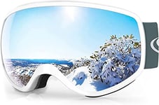 Findway Masque de Ski Enfant 3 à 8 Ans - Lunettes de Ski Enfant Masuqe Ski pour Garçon et Fille Anti-UV Antibuée Compatible avec Casque pour Ski Autres Sports (Lentille Gris/Argent (VLT 21%))