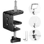 Neewer 2 Pack Heavy Duty C Clamp with Mounting Column for Light Stand, Adjustable Metal Desk Clamp with 1/4" 3/8" Screws for Ring Light LED Video Light Camera, Max Load 44lb/20kg, ST-CCD9