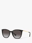 Ralph RA5280 Women's Cat's Eye Sunglasses, Shiny Black/Grey Gradient