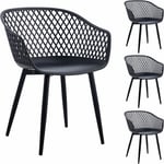 Idimex - Lot de 4 chaises madeira, en plastique et métal noir