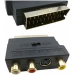 Rgb Scart 21 Pin Male to 3 Convertisseur rca av Femme + Adaptateur vidéo (Noir)