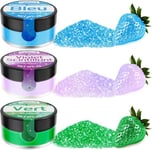 Paillettes Alimentaires Comestibles, 3x4g Colorant Alimentaire Poudre Cocktail Boissons Pour Decoration Gateau, Liqueur, Vin, Champagne, Halloween-Bleu, Vert, Violet Scintillant