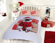 Sleepdown Christmas Pug Duvet Cover & Pillowcase Set Bedding Digital Print Quilt Case Bedding Bedroom Daybed (KIng)