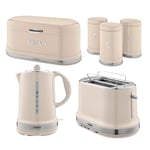 Tower Belle Chantilly Kettle, 2 Slice Toaster, Bread Bin Canisters Kitchen Set