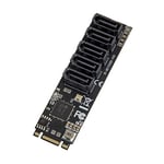 Internal 5 Port Non-Raid SATA III 6GB/s M.2 B+M Key Adapter Card for Desktop PC Support SSD and HDD. JMB585 Chipset