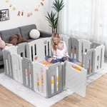 Foldable Baby Playpen Kids Safety Yard Activity Center 14 +2 Panels Baby Playpen